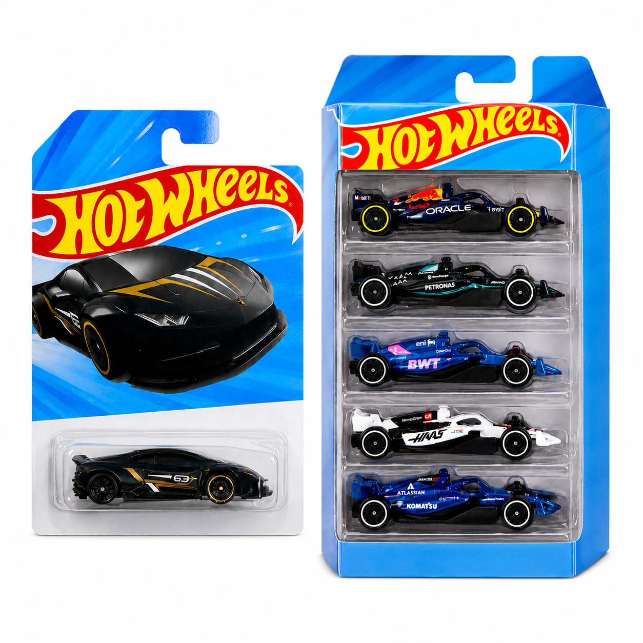 Hot Wheels Lamborghini Huracán + F1 2025 5-Pack Combo Set