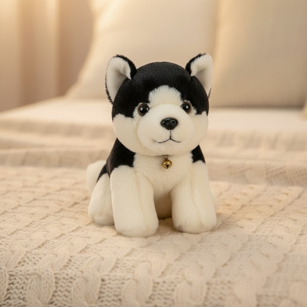 Cute Husky Dog Soft Toy with Bell