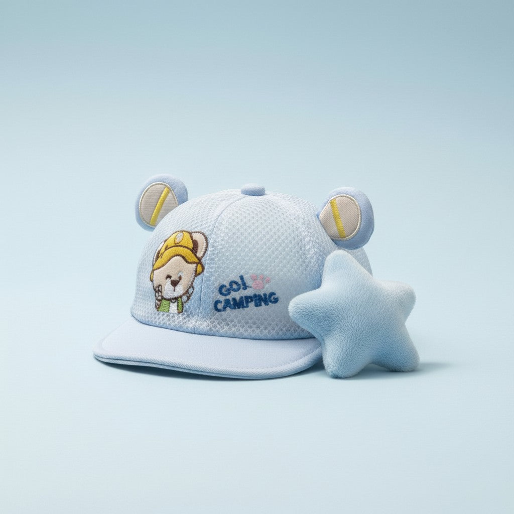 Kids Cap for Boys & Girls – Soft Cotton Baby Hat with Cute Bear Design