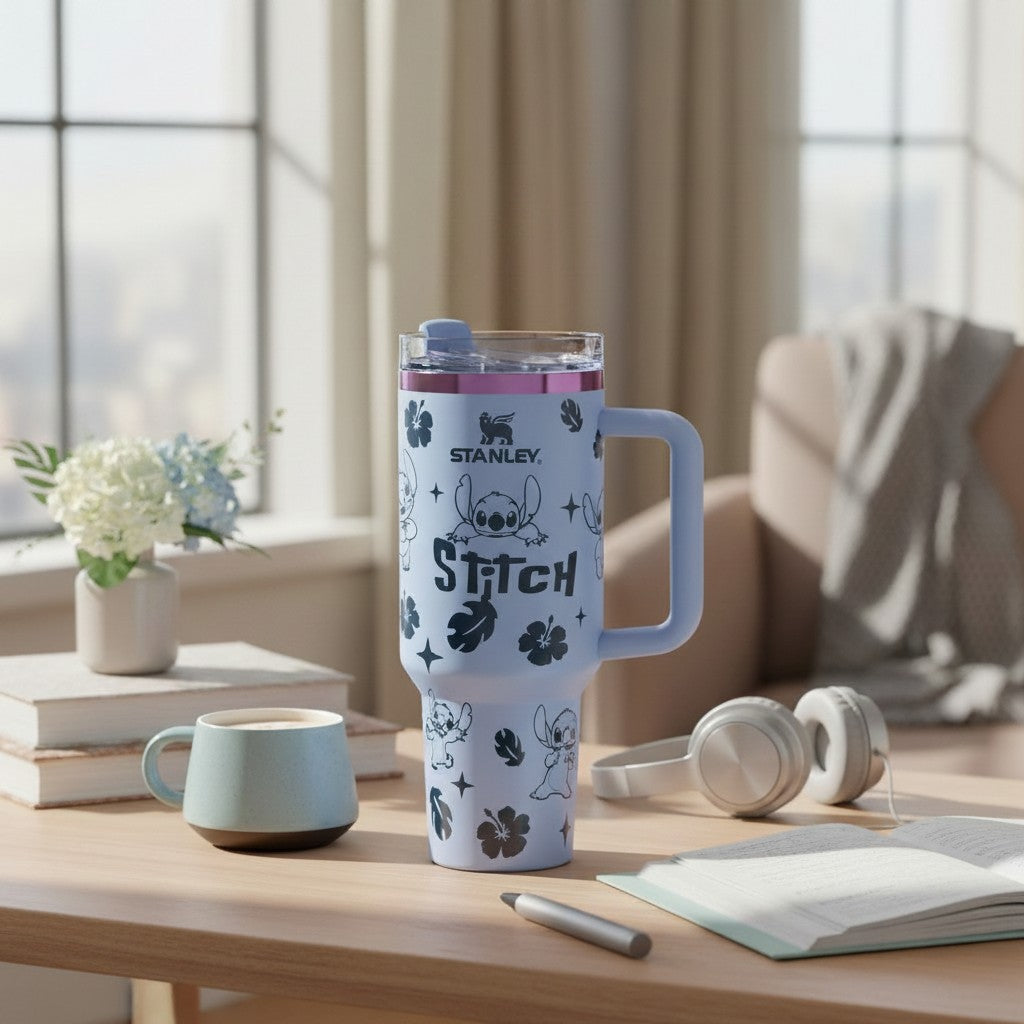 Stitch Stanley Style Tumbler (Ice Blue)