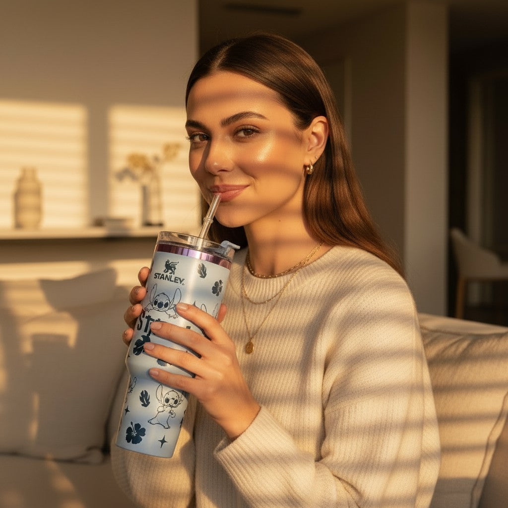 Stitch Stanley Style Tumbler (Ice Blue)