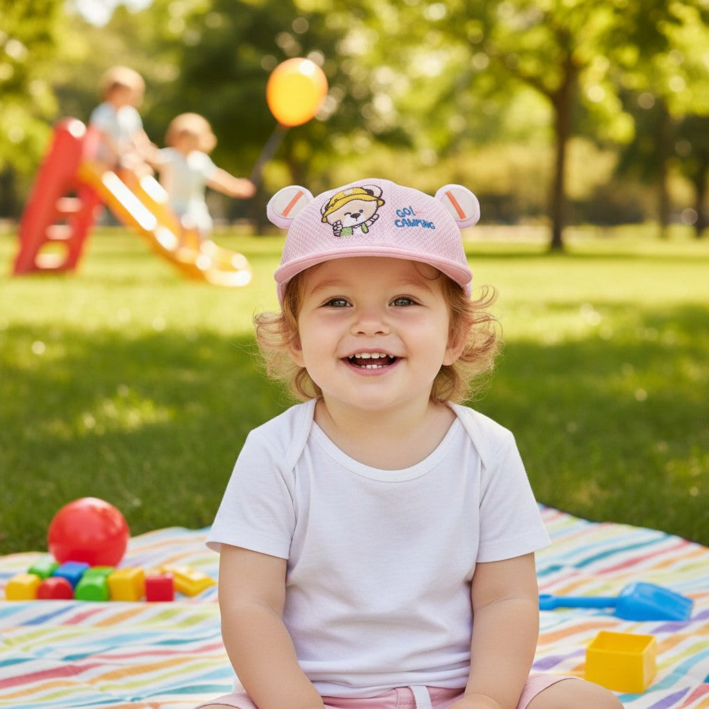 Kids Cap for Boys & Girls – Soft Cotton Baby Hat with Cute Bear Design