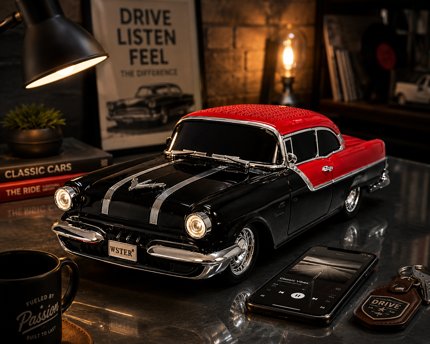 WS-598 Vintage Car Bluetooth Speaker|Black