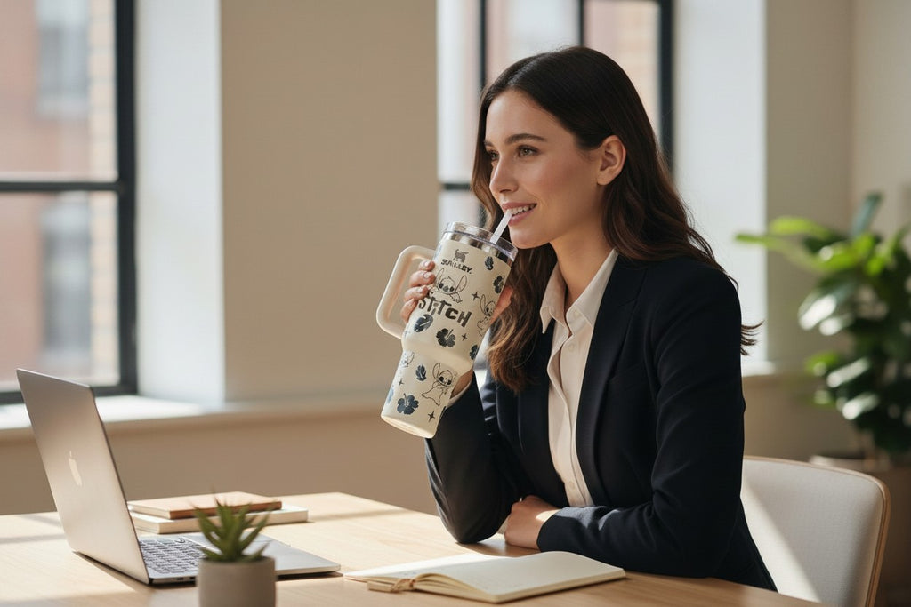 Stitch Stanley Style Tumbler (Ivory Sage)