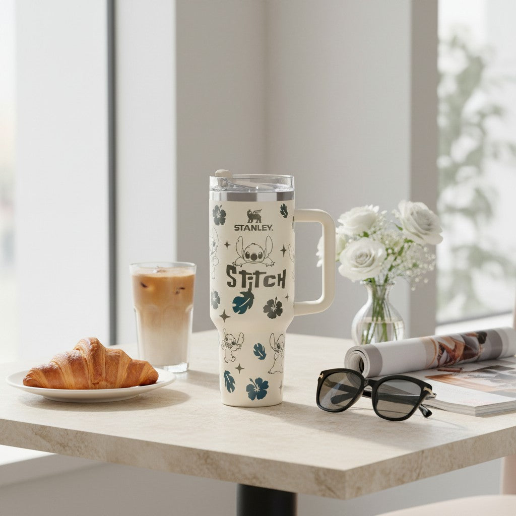 Stitch Stanley Style Tumbler (Ivory Sage)