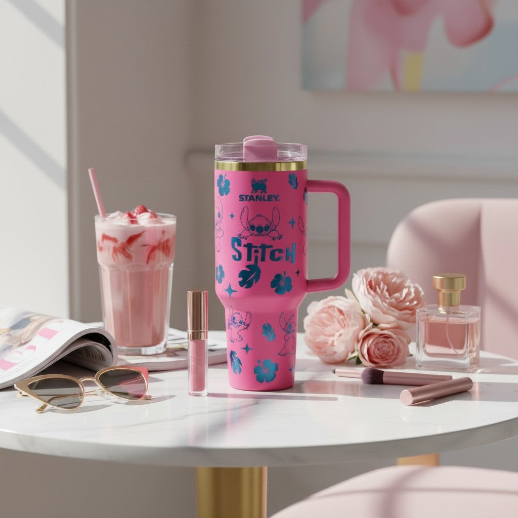 Stitch Stanley Style Tumbler (Pink)
