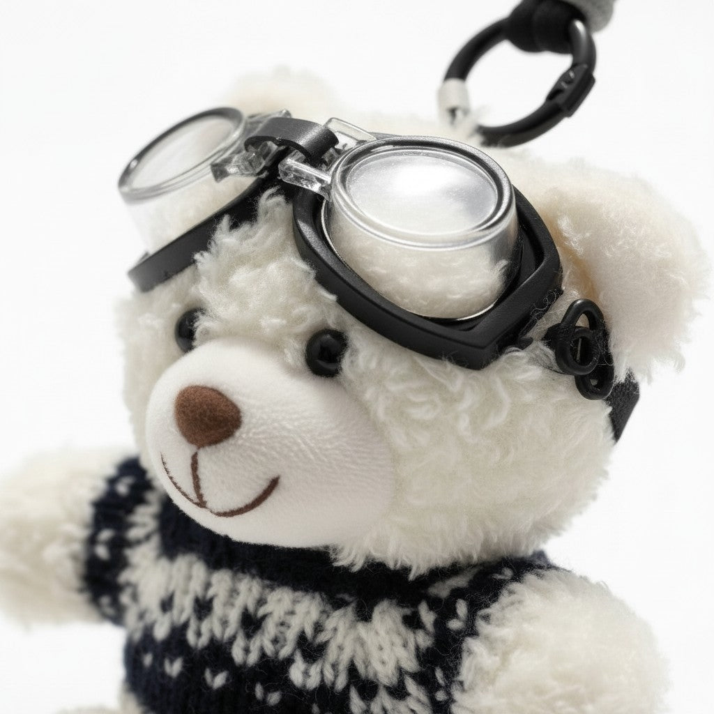 Cute Teddy Bear Keychain with Goggles
