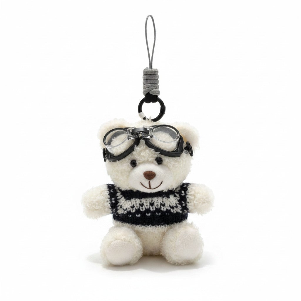 Cute Teddy Bear Keychain with Goggles